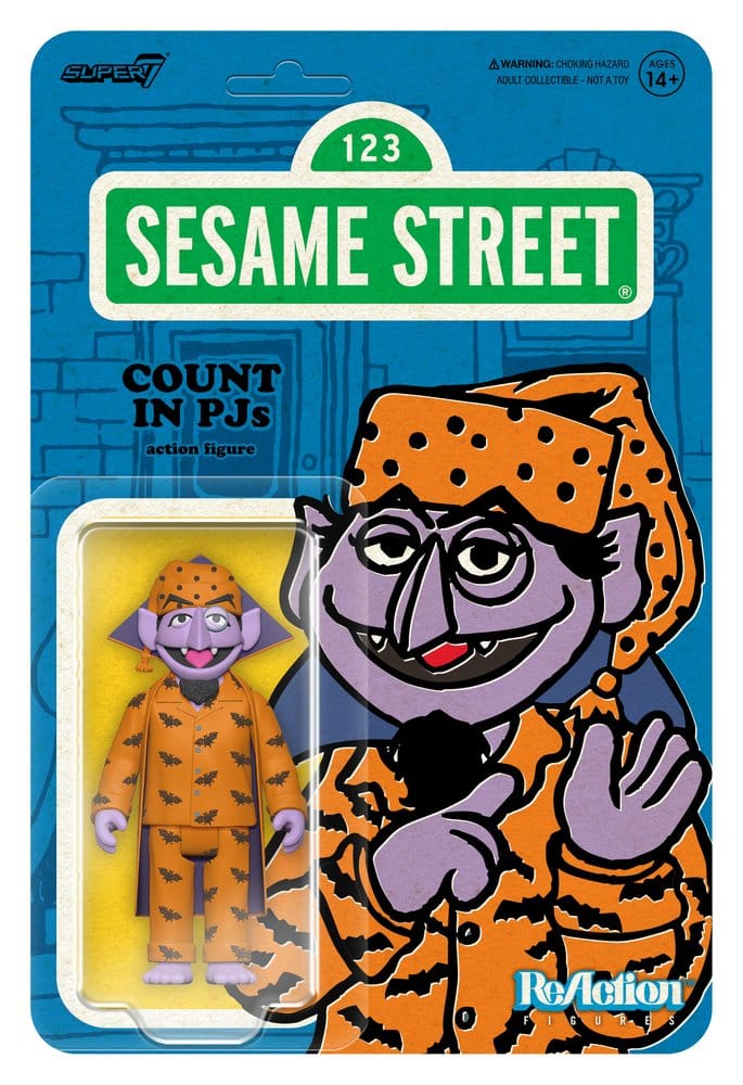 Sesamstraat ReAction Actiefiguur Wave 06 Count Von Count (PJ's) 10 cm