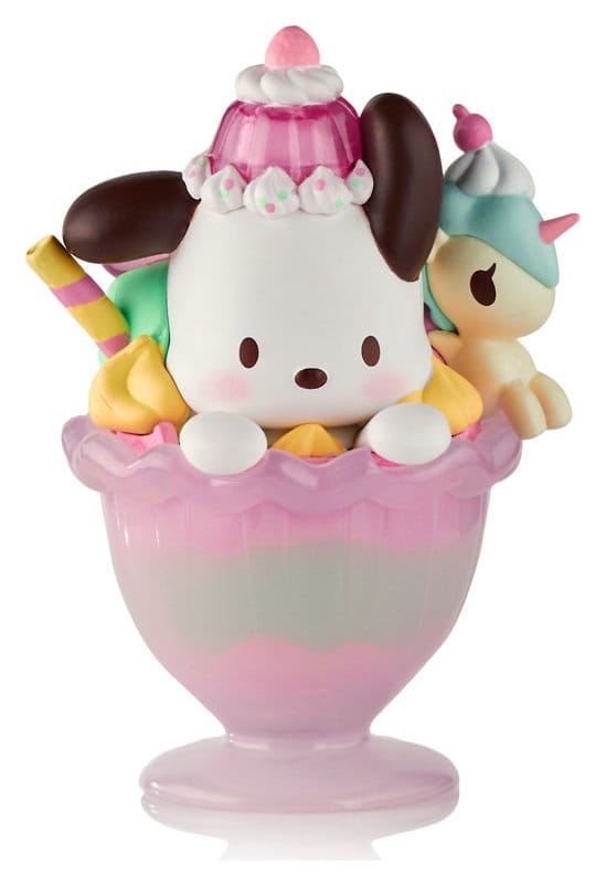 Hello Kitty & Friends Vensterdoosfiguur Fast Food Pochacco Roze Eenhoorn Sundae 9 cm