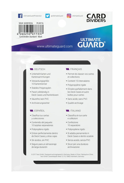 Ultimate Guard Card Dividers Standaardgrootte (10) - Zwart