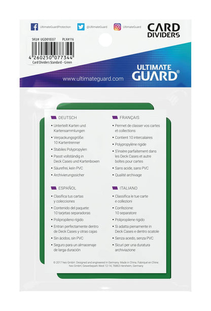 Ultimate Guard Card Dividers Standaardgrootte (10) - Groen