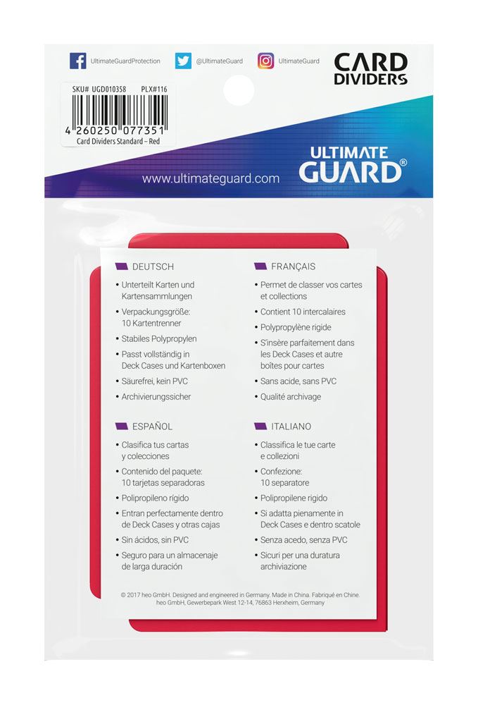 Ultimate Guard Card Dividers Standaardgrootte (10) - Rood