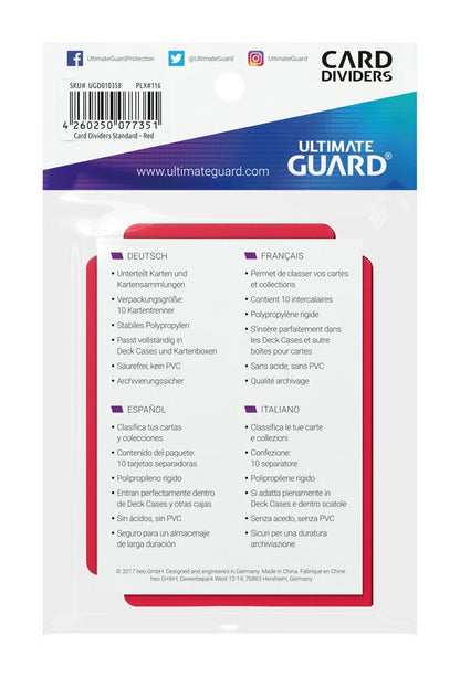 Ultimate Guard Card Dividers Standaardgrootte (10) - Rood