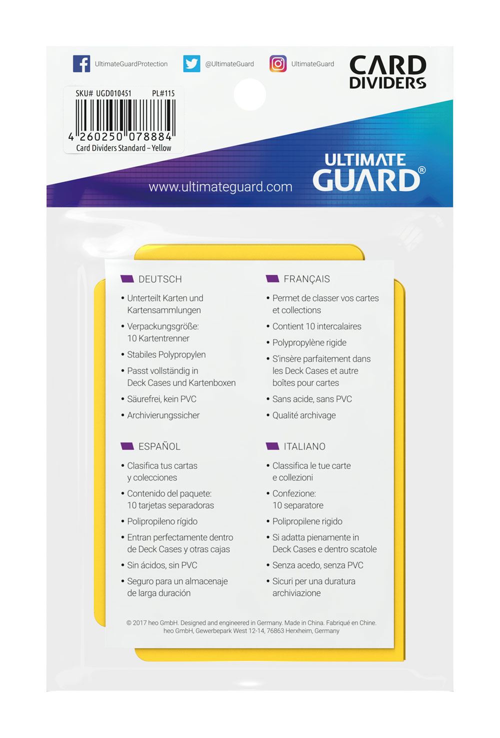 Ultimate Guard Card Dividers Standaardgrootte (10) - Geel