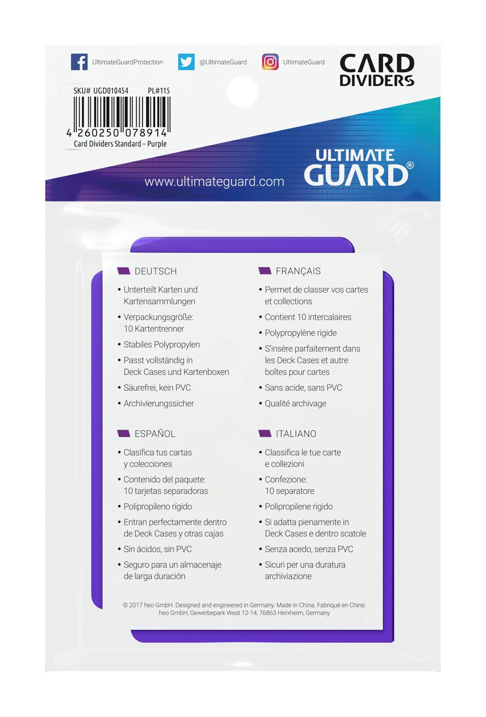 Ultimate Guard Card Dividers Standaardgrootte (10) - Paarse