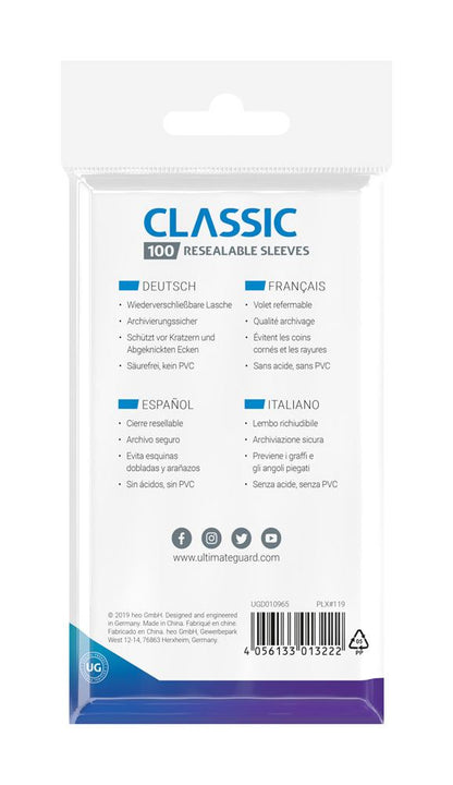 Ultimate Guard Classic Sheeves Standard Grootte (100) - Hersluitbaar