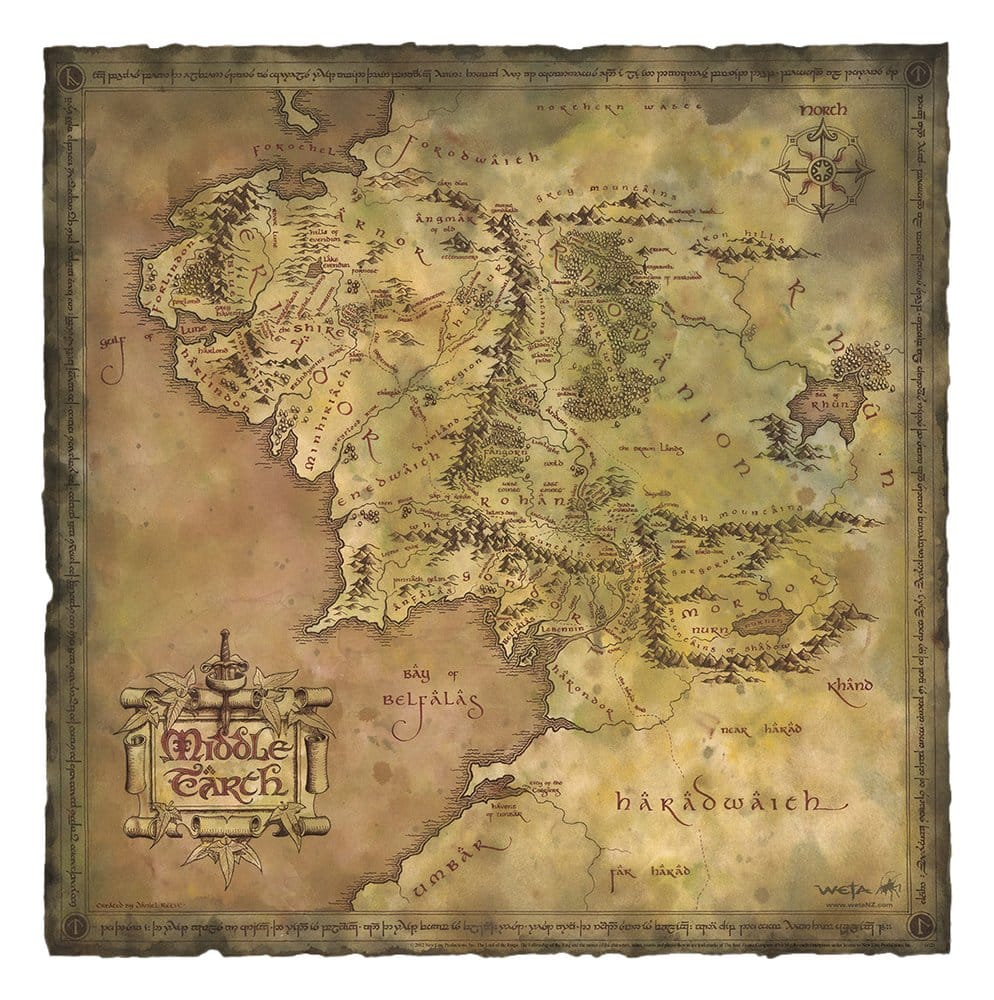 Lord of the Rings Kunstdruk Perkamentkaart van Midden-aarde 59 x 30 cm