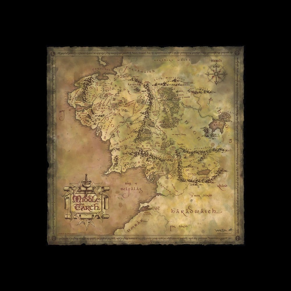 Lord of the Rings Kunstdruk Perkamentkaart van Midden-aarde 59 x 30 cm