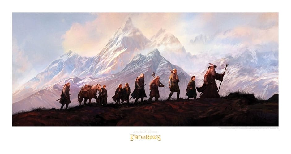 Lord of the Rings Kunstdruk The Fellowship of the Ring: 20e verjaardag 59 x 30 cm
