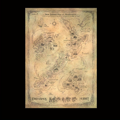 The Hobbit Art Print Nieuw-Zeelandse kaart van Midden-aarde 50 x 70 cm