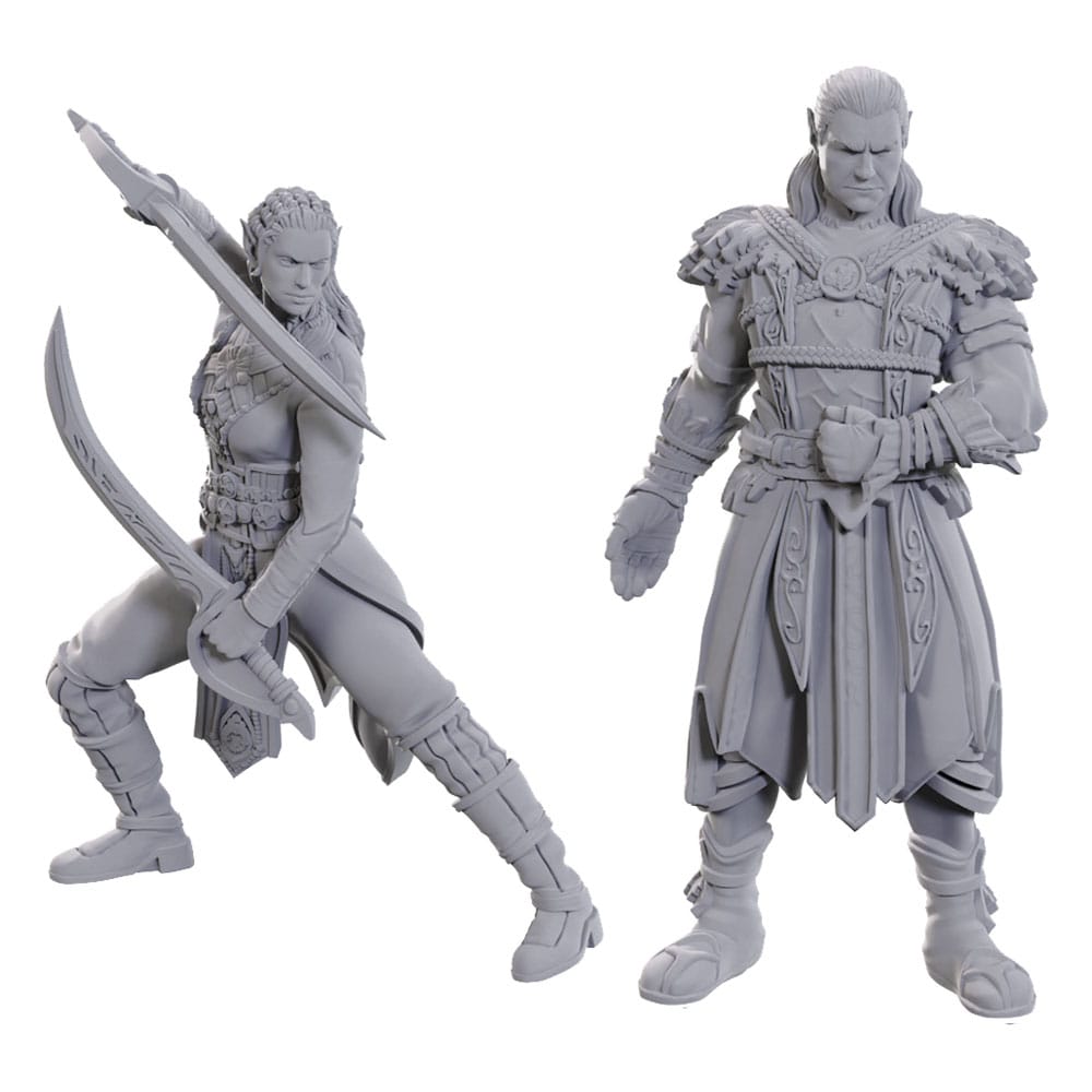 D&D Nolzur's prachtige miniaturen Ongeverfde miniatuur Jaheira & Halsin